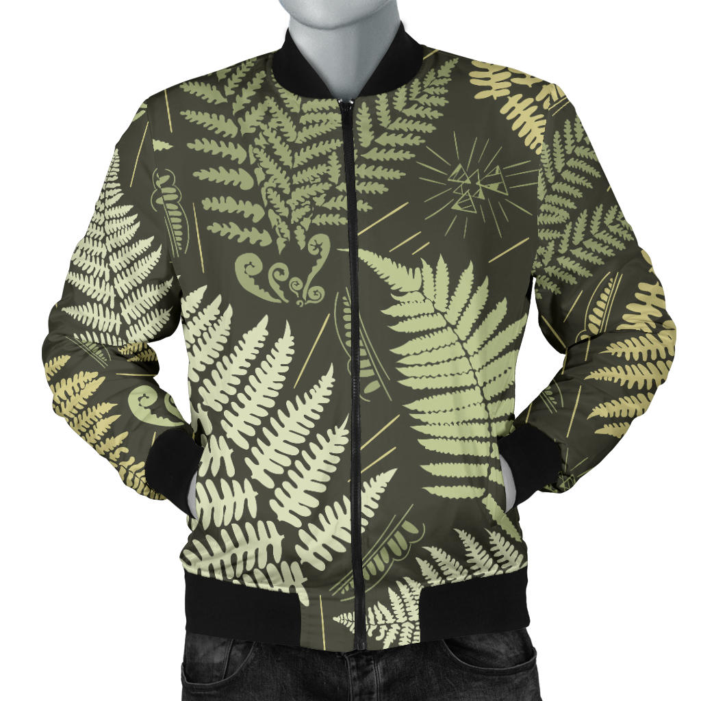Fern Leave Green Print Pattern Men Bomber Jacket