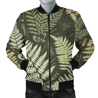 Fern Leave Green Print Pattern Men Bomber Jacket