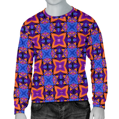 kaleidoscope Purple Orange Print Design Men Long Sleeve Sweatshirt