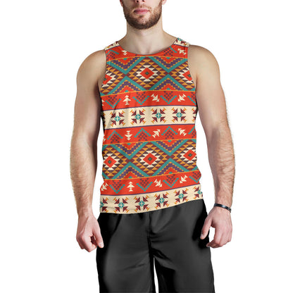 Aztec Red Print Pattern Men Tank Top