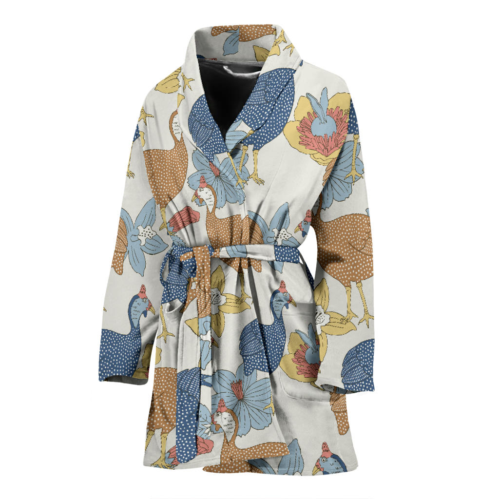 Guinea Fowl Pattern Print Design 01 Women Bathrobe