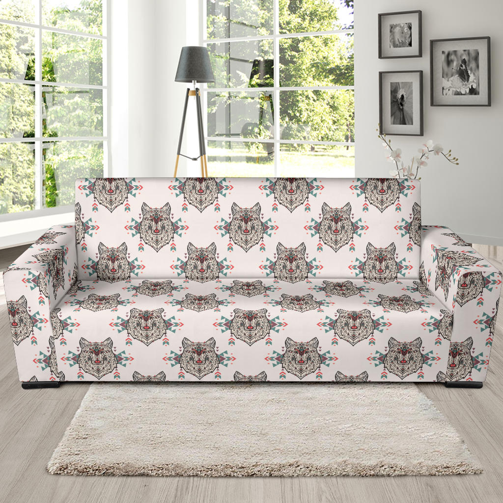 Aztec Wolf Pattern Print Design 01 Sofa Slipcover