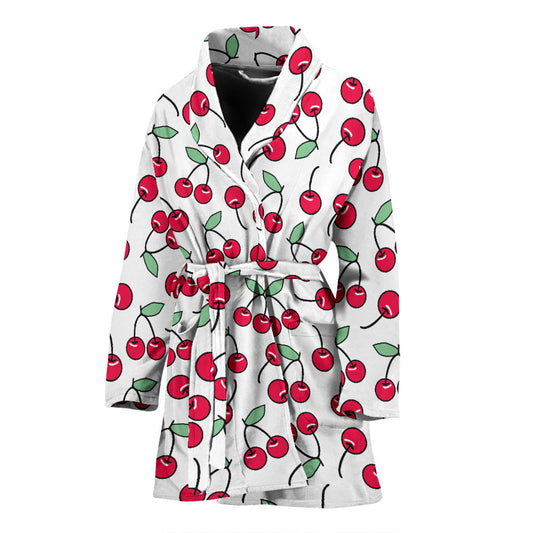 Cherry Pattern Print Design 03 Women Bathrobe
