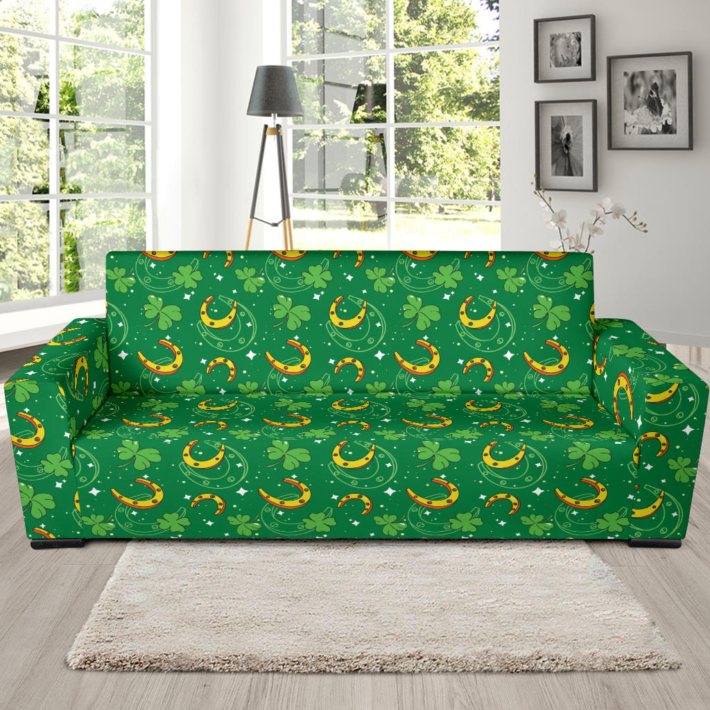 Shamrock With Horse Shoes Print Design LKS305 Sofa Slipcover