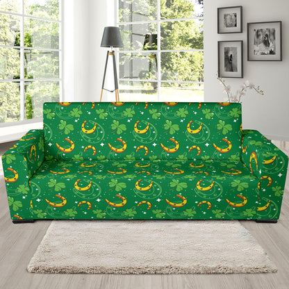 Shamrock With Horse Shoes Print Design LKS305 Sofa Slipcover