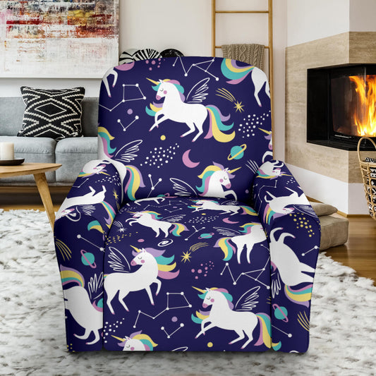 Unicorn Print Design LKS305 Recliner Slipcover with Pocket