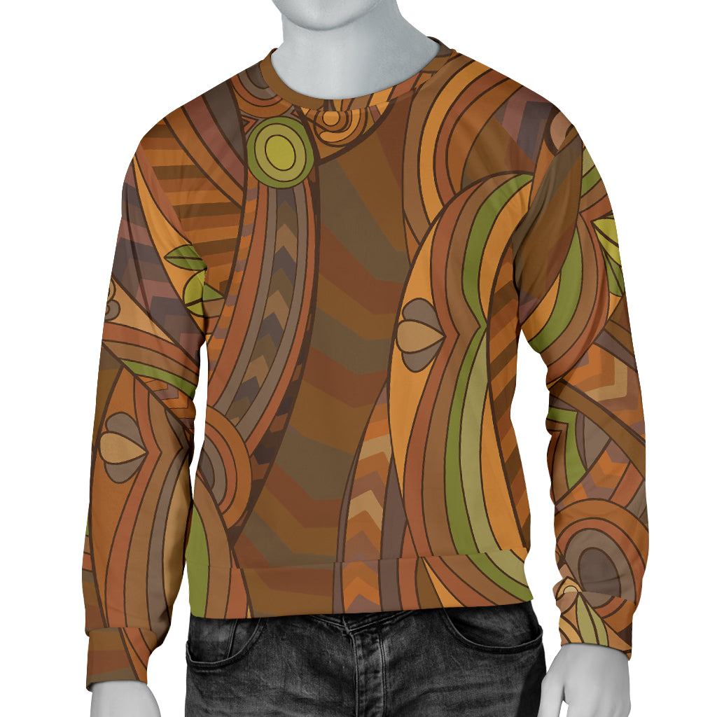 Maori Ornament Design Print Men Long Sleeve Sweatshirt