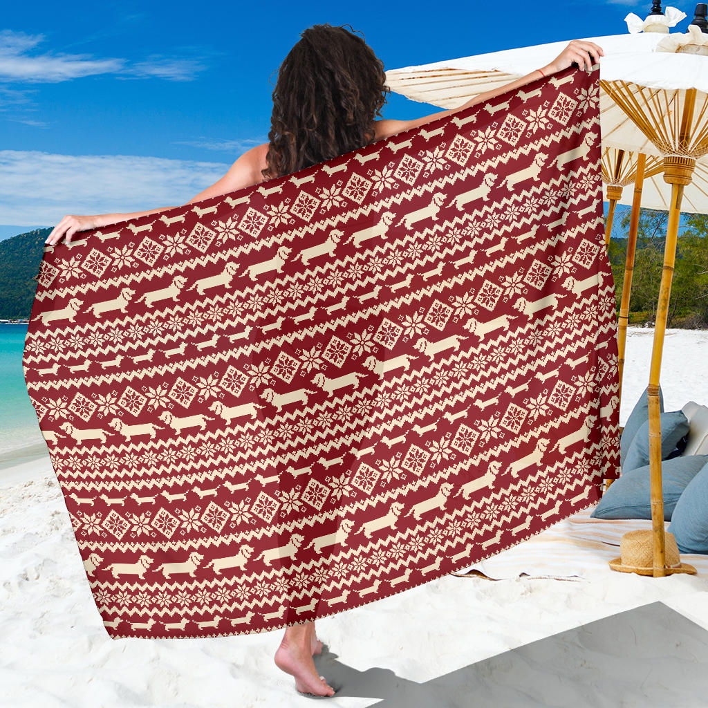 Dachshund Pattern Print Design 09 Sarong Pareo Wrap