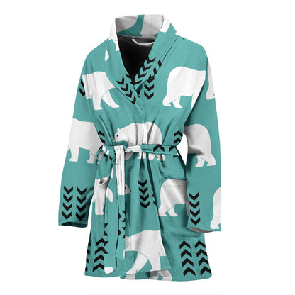 Polar Bear Pattern Print Design A05 Women Bathrobe