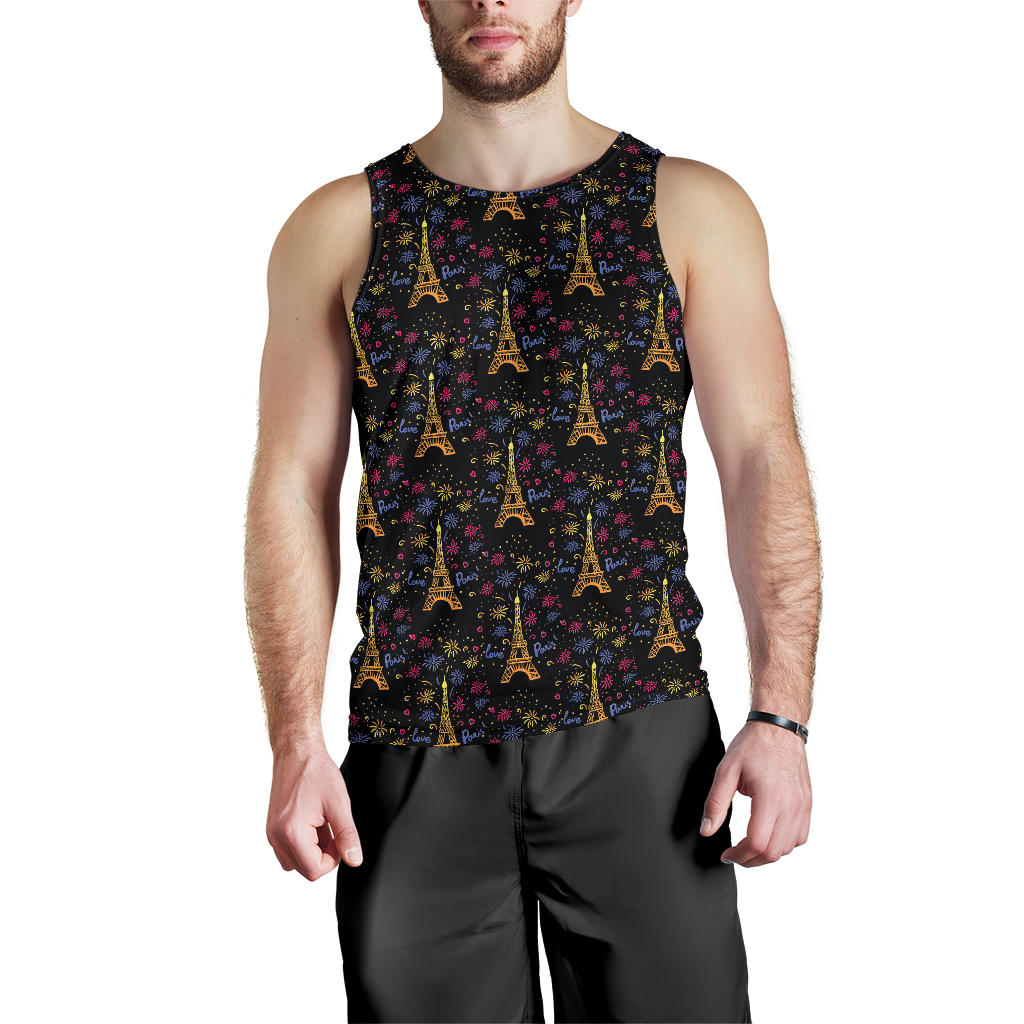 Eiffel Tower Love Paris Print Men Tank Top