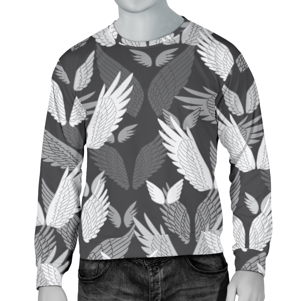 Angel Wings Pattern Design Themed Print Men Long Sleeve Sweatshirt