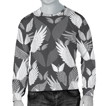 Angel Wings Pattern Design Themed Print Men Long Sleeve Sweatshirt