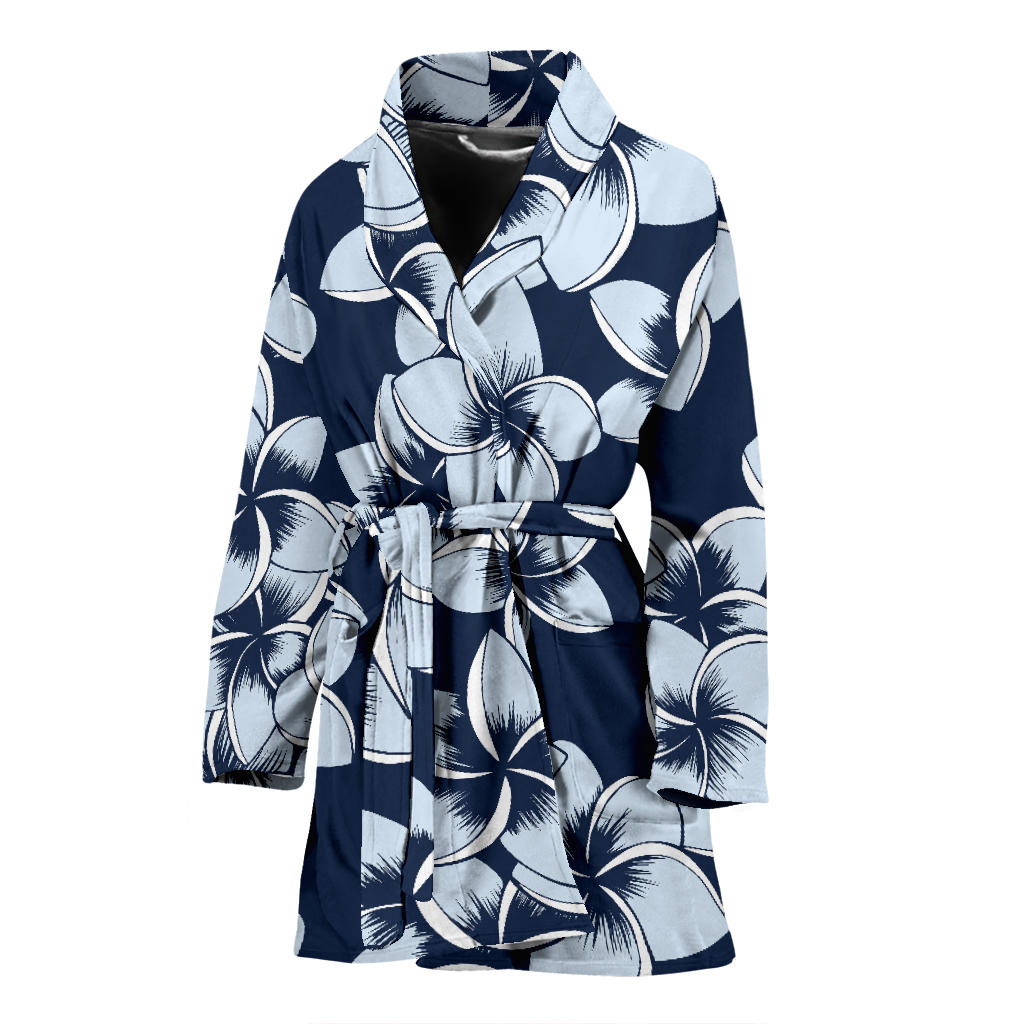 Plumeria Pattern Print Design A02 Women Bathrobe