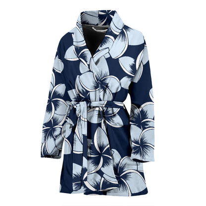 Plumeria Pattern Print Design A02 Women Bathrobe