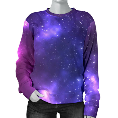 Celestial Purple Blue Galaxy Women Long Sleeve Sweatshirt