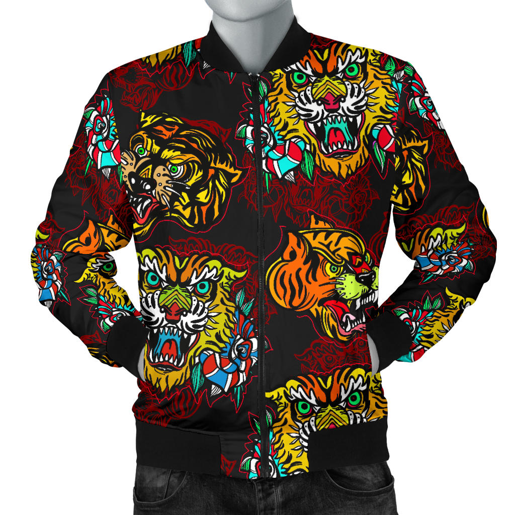 Tattoo Tiger Colorful Design Men Bomber Jacket