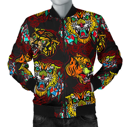 Tattoo Tiger Colorful Design Men Bomber Jacket