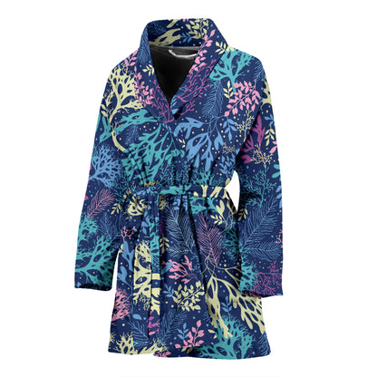 Seaweed Print Design LKS301 Women Bathrobe
