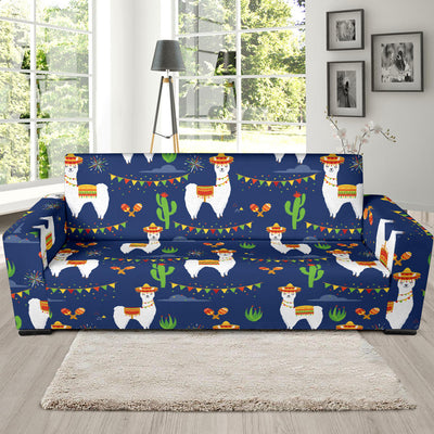 Llama Cactus Pattern Print Design 05 Sofa Slipcover