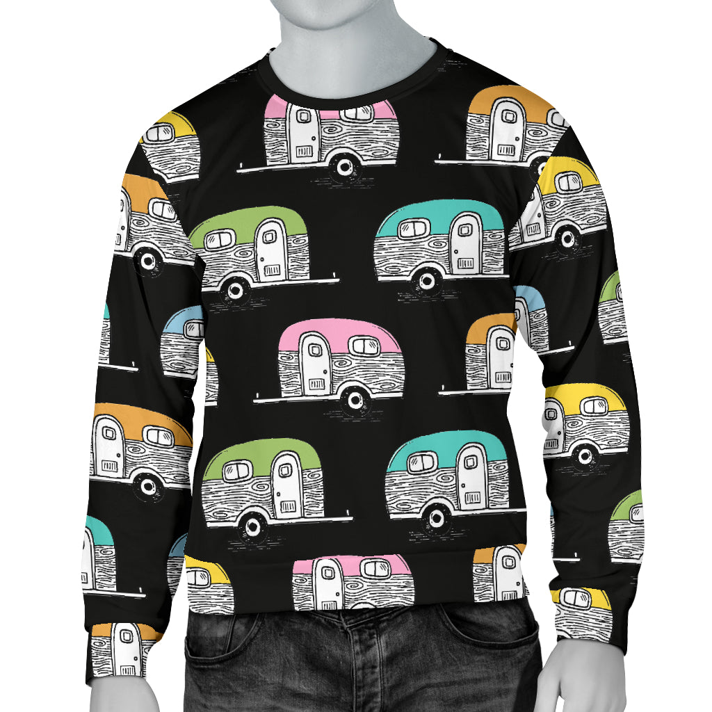 Camper Pattern Camping Themed No 2 Print Men Long Sleeve Sweatshirt