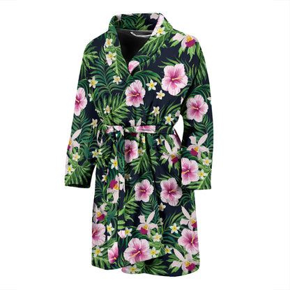 Hibiscus Tropical Print Design LKS309 Men Bathrobe