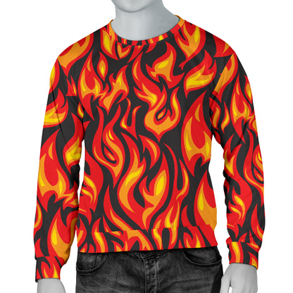Flame Fire Print Pattern Men Long Sleeve Sweatshirt