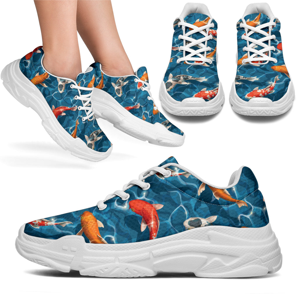 Koi Carp Water Design Themed Print Chunky Sneakers