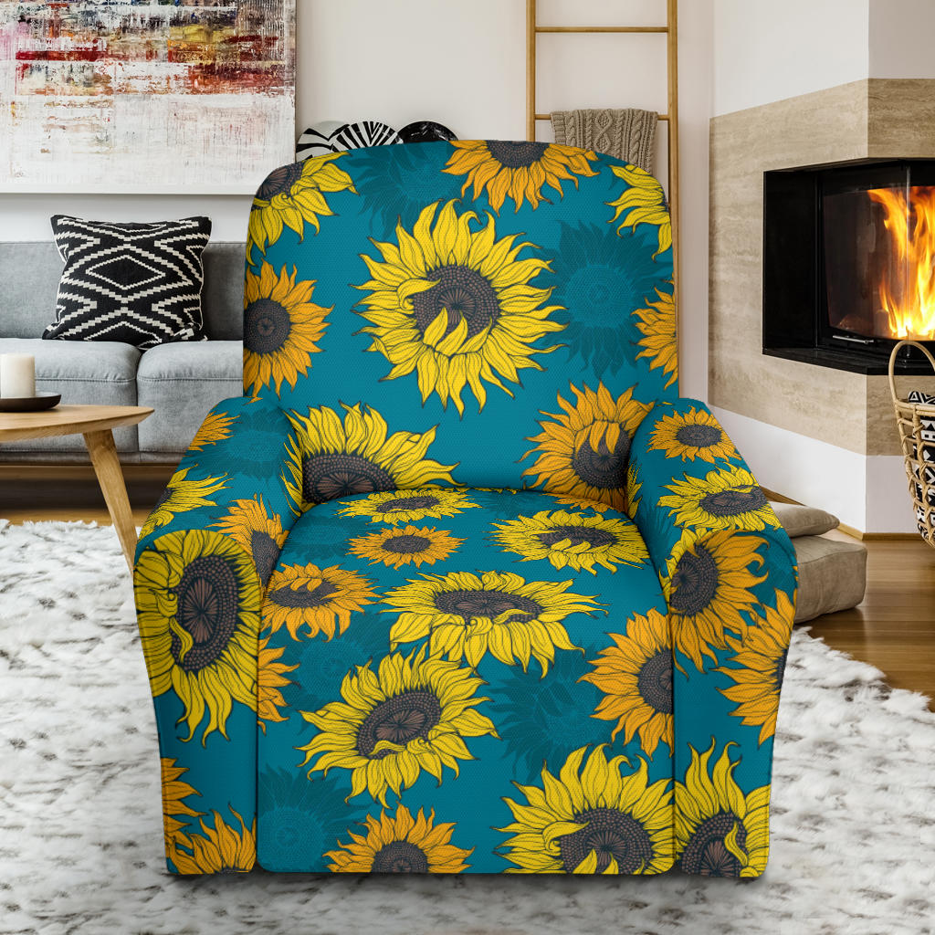 Sunflower Print Design LKS301 Recliner Slipcover with Pocket