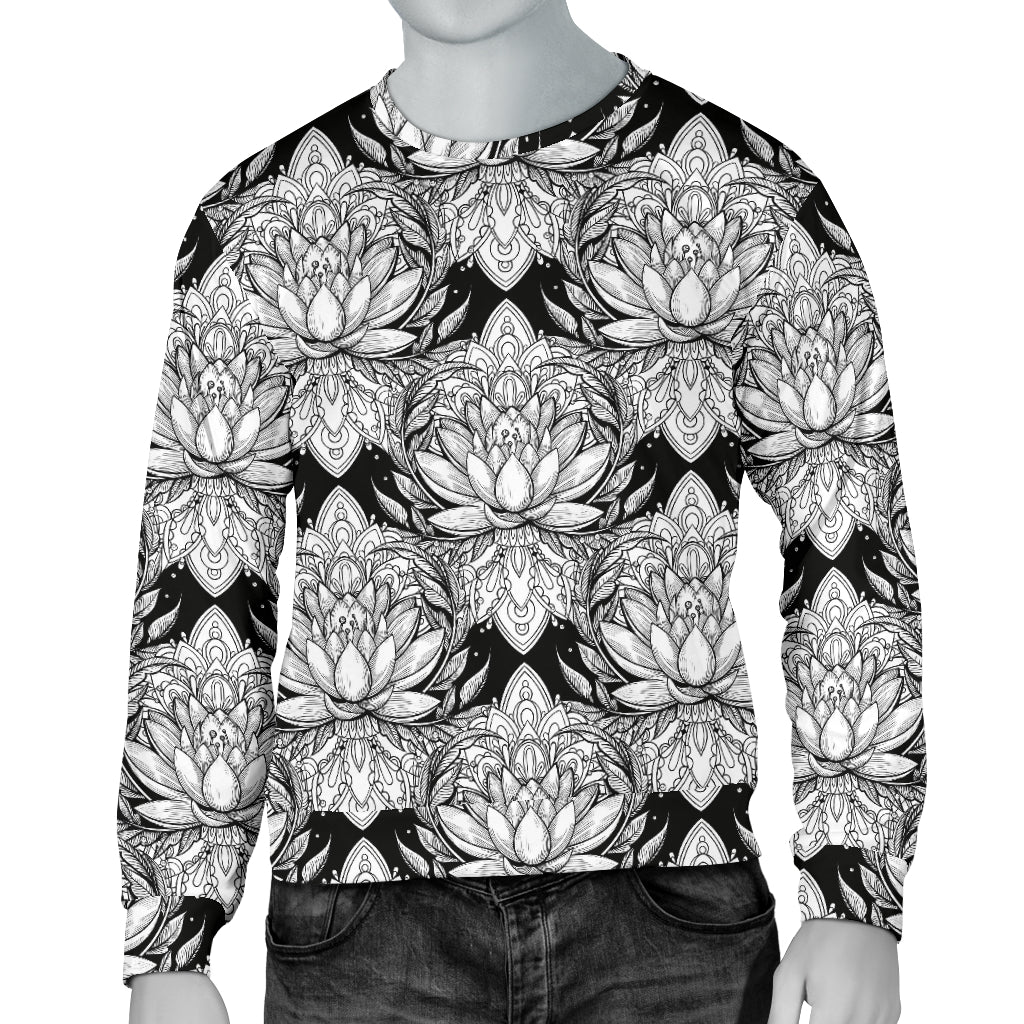 Lotus Mandala Print Pattern Men Long Sleeve Sweatshirt