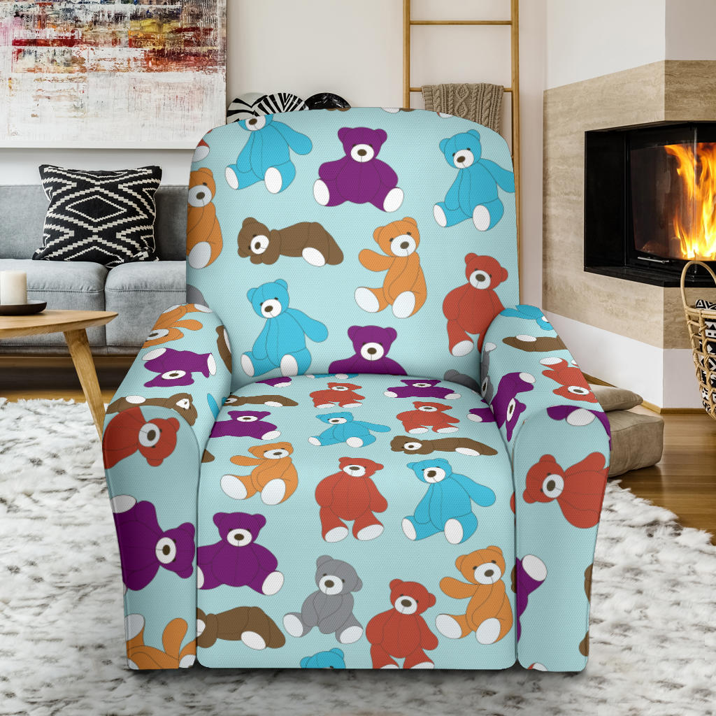 Bear Cute Pattern Print Design 03 Recliner Slipcover with Pocket