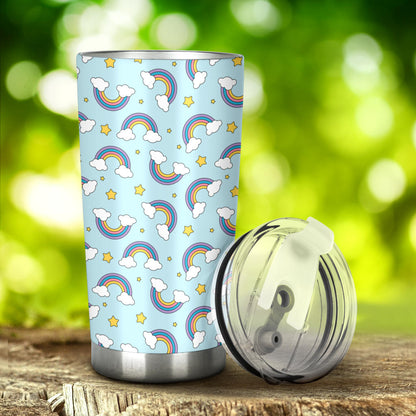 Rainbow Cloud Print Pattern Tumbler