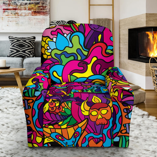 Trippy Print Design LKS304 Recliner Slipcover with Pocket