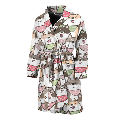 Shiba Inu Print Design LKS305 Men Bathrobe