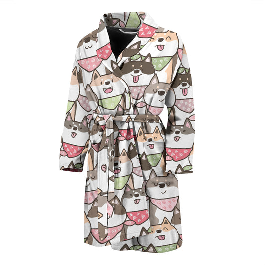 Shiba Inu Print Design LKS305 Men Bathrobe