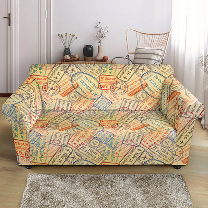 Travel Stamp Print Design LKS302 Loveseat Couch Slipcover