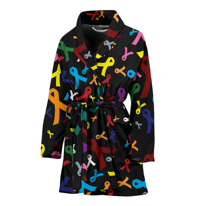 Cancer Awareness Pattern Print Design 03 Women Bathrobe