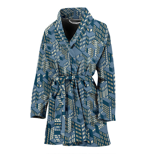 City Pattern Print Design 01 Women Bathrobe