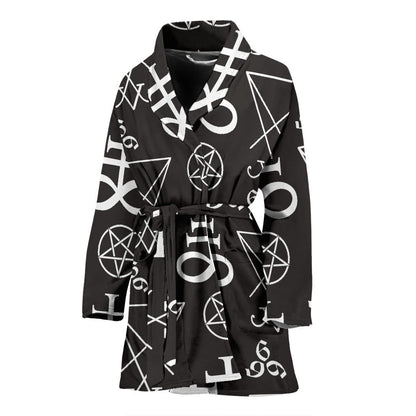 Pentagram Pattern Print Design A04 Women Bathrobe