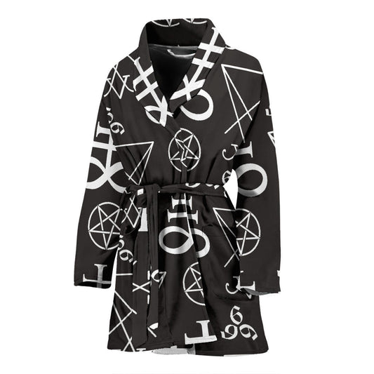 Pentagram Pattern Print Design A04 Women Bathrobe