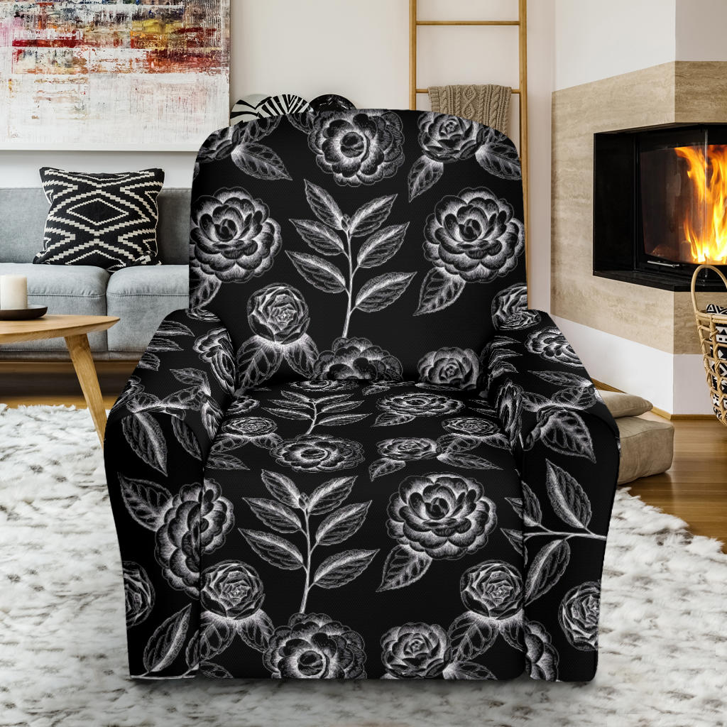 Camellia Pattern Print Design 02 Recliner Slipcover with Pocket