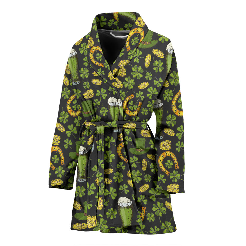 Clover St Patricks Pattern Print Design 03 Women Bathrobe
