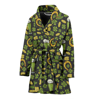 Clover St Patricks Pattern Print Design 03 Women Bathrobe
