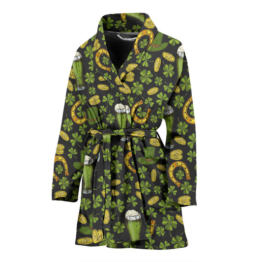 Clover St Patricks Pattern Print Design 03 Women Bathrobe