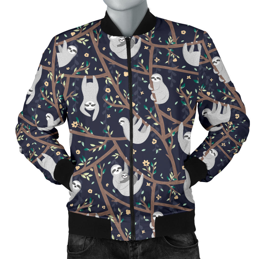 Sloth Happy Design Themed Print Men Bomber Jacket