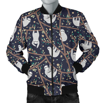 Sloth Happy Design Themed Print Men Bomber Jacket