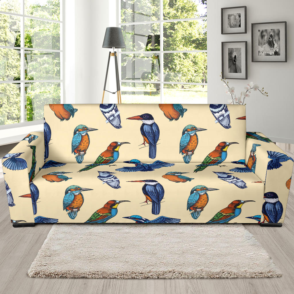 Kingfisher Bird Pattern Print Design 04 Sofa Slipcover