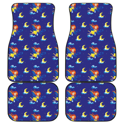 Fairy with Moon Print Pattern Car Floor Mats Front Back