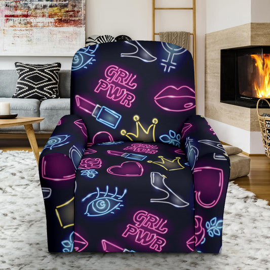 Lipstick Neon Pattern Print Design 02 Recliner Slipcover with Pocket