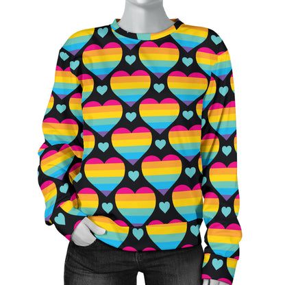 Rainbow Heart Print Pattern Women Long Sleeve Sweatshirt