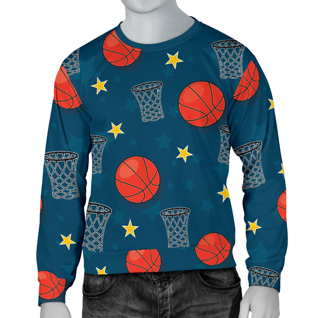 Basketball Classic Print Pattern Men Long Sleeve Sweatshirt